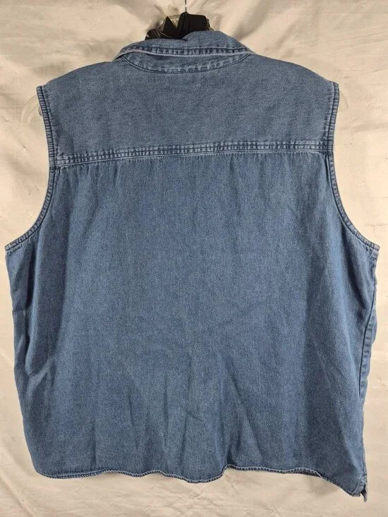 VTG Cabin Creek Women's Blue Denim 100%COTTON Single Pocket Top Plus Size 2X - Picture 4 of 7